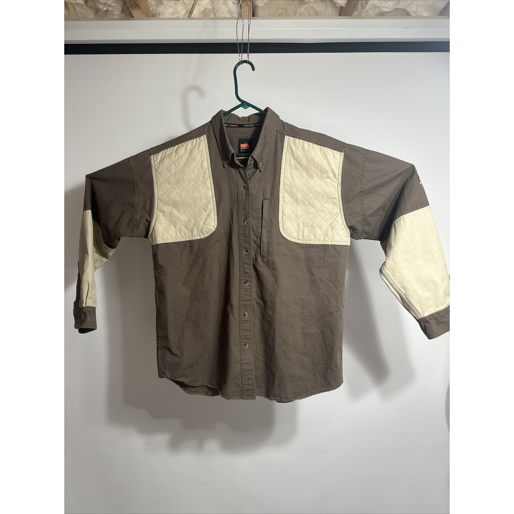 Authentic NRA Gear Mens Shirt XL Quilted Shooter Patch Long Sleeve Button Down